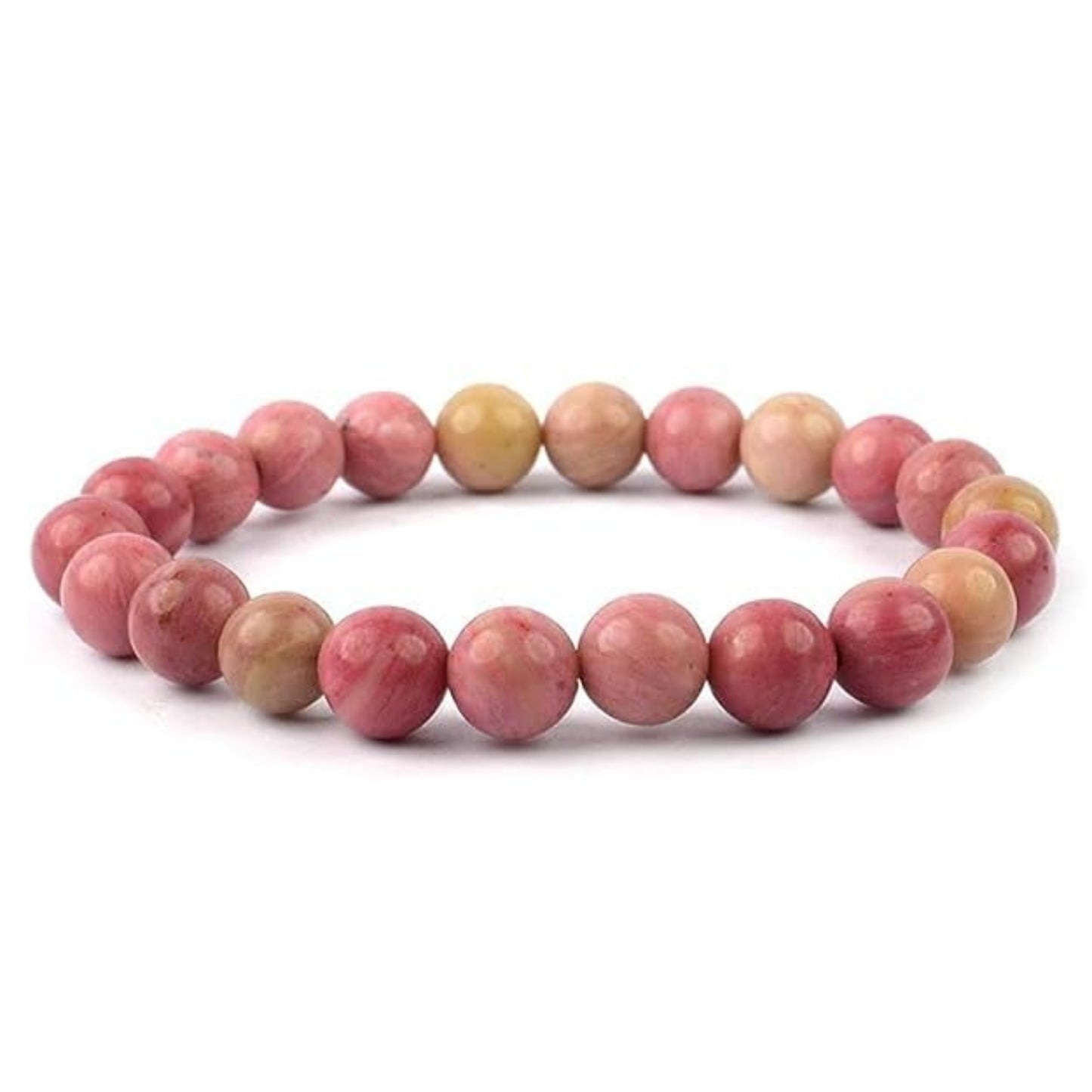 BRAHMAGYAAN Natural Rhodochrosite Bracelet – Handmade Rhodochrosite Gemstone Bead Stretch Bracelet for Love, Compassion & Everyday Elegance