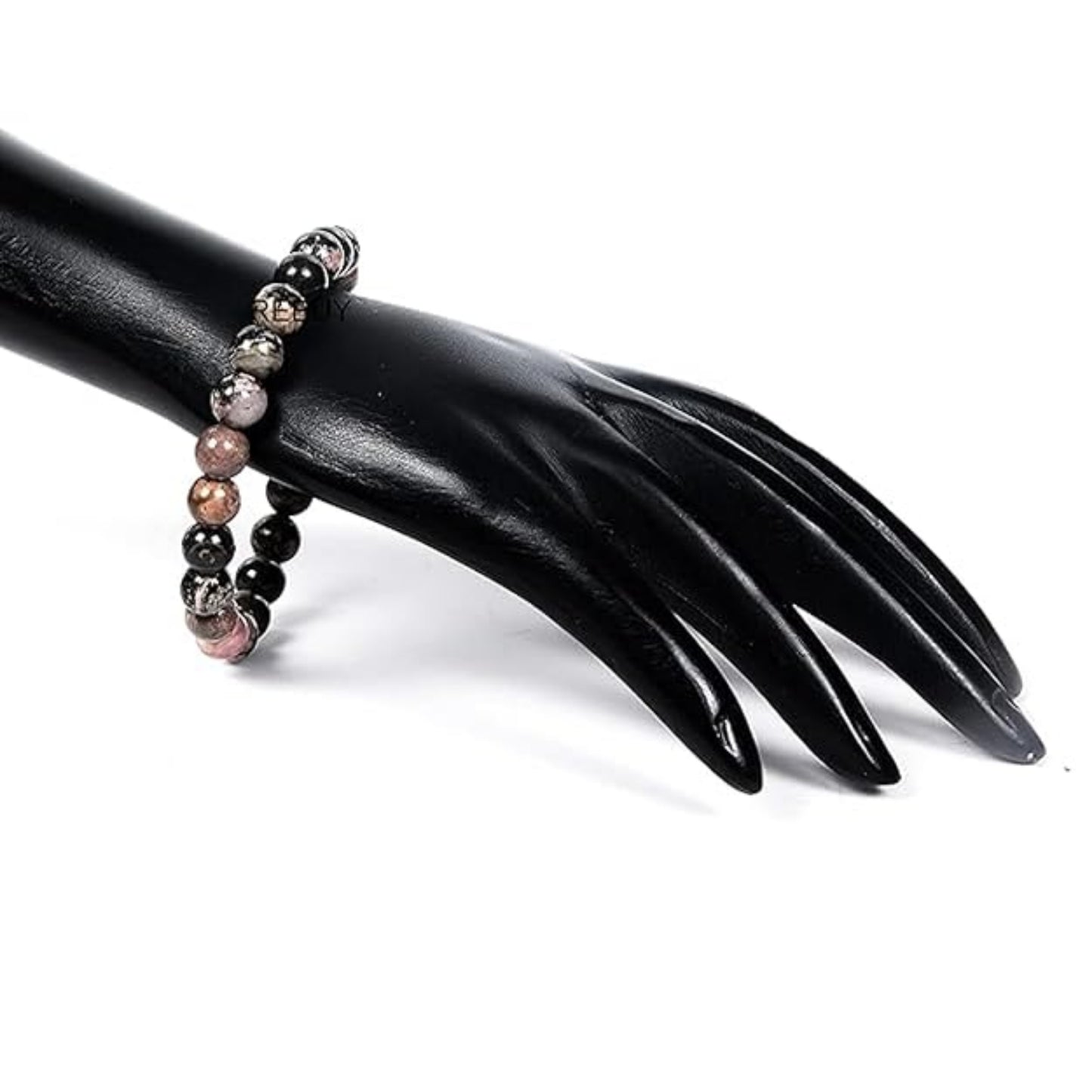 BRAHMAGYAAN Natural Rhodonite Bracelet – Handmade Rhodonite Gemstone Bead Stretch Bracelet for Compassion, Balance & Everyday Elegance