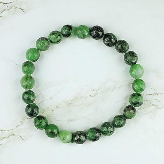 BRAHMAGYAAN Natural Ruby Zoisite Bracelet – Handmade Ruby Zoisite Gemstone Bead Stretch Bracelet for Vitality, Growth & Everyday Elegance