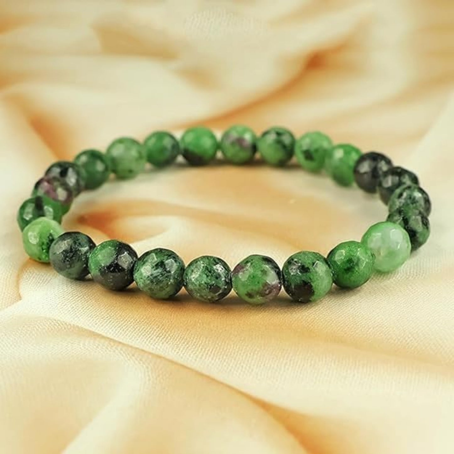 BRAHMAGYAAN Natural Ruby Zoisite Bracelet – Handmade Ruby Zoisite Gemstone Bead Stretch Bracelet for Vitality, Growth & Everyday Elegance
