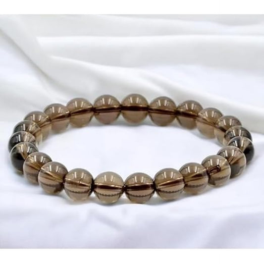BRAHMAGYAAN Natural Smoky Quartz Bracelet – Handmade Smoky Quartz Gemstone Bead Stretch Bracelet for Grounding, Clarity & Everyday Elegance