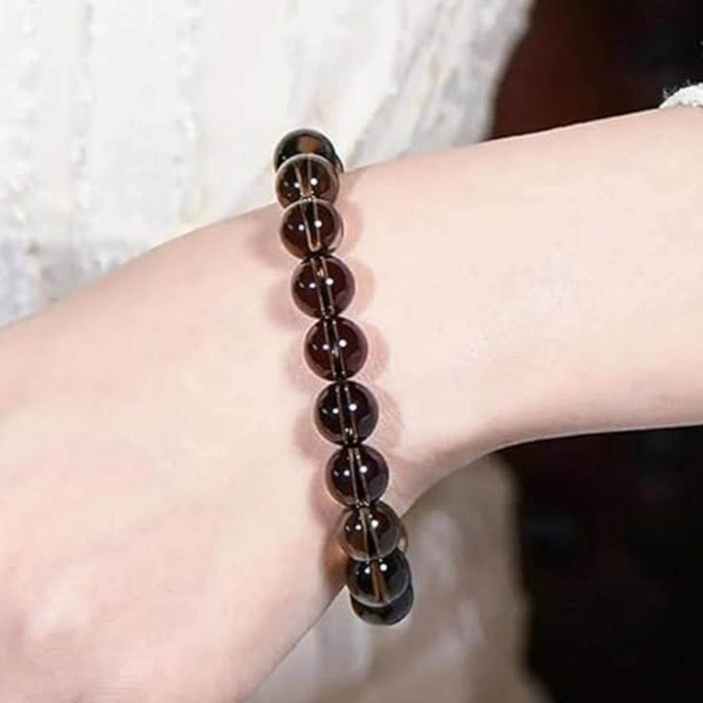 BRAHMAGYAAN Natural Smoky Quartz Bracelet – Handmade Smoky Quartz Gemstone Bead Stretch Bracelet for Grounding, Clarity & Everyday Elegance