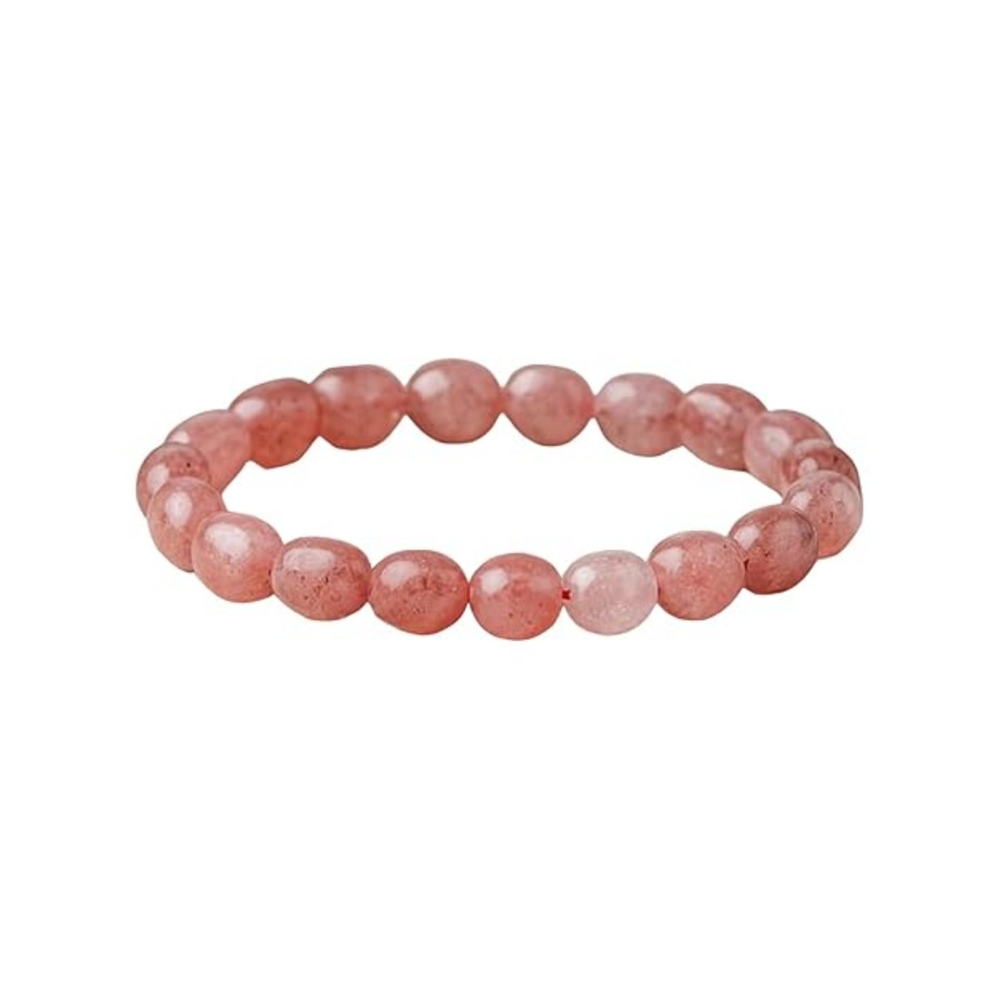 BRAHMAGYAAN Natural Strawberry Quartz Bracelet – Handmade Pink Strawberry Quartz Gemstone Bead Stretch Bracelet for Love, Joy & Everyday Elegance