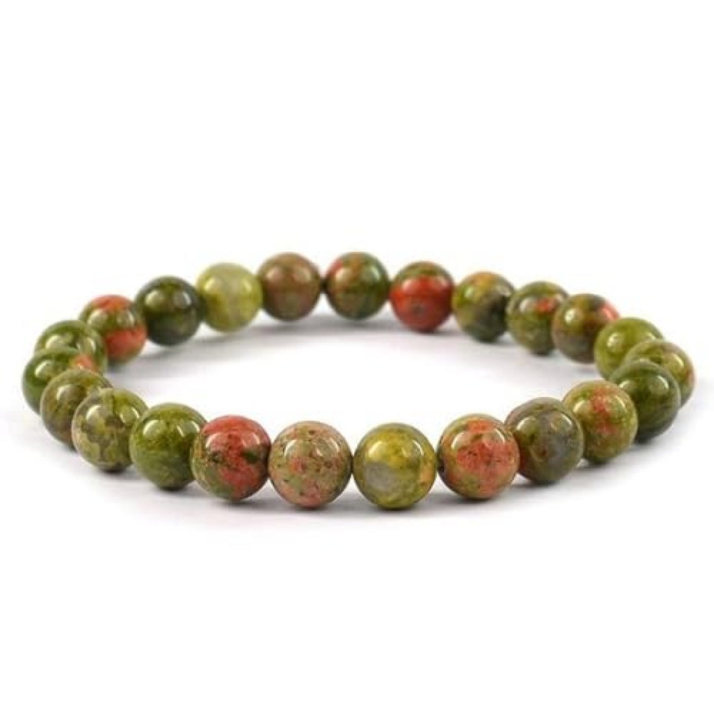 BRAHMAGYAAN Natural Unakite Bracelet – Handmade Unakite Gemstone Bead Stretch Bracelet for Balance, Growth & Everyday Elegance