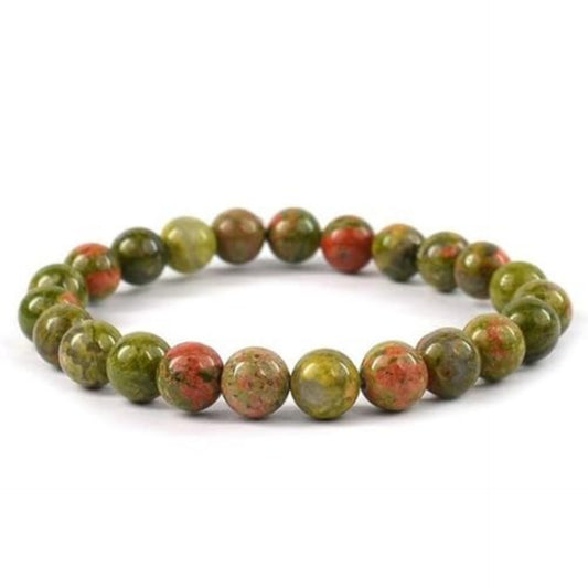 BRAHMAGYAAN Natural Unakite Bracelet – Handmade Unakite Gemstone Bead Stretch Bracelet for Balance, Growth & Everyday Elegance