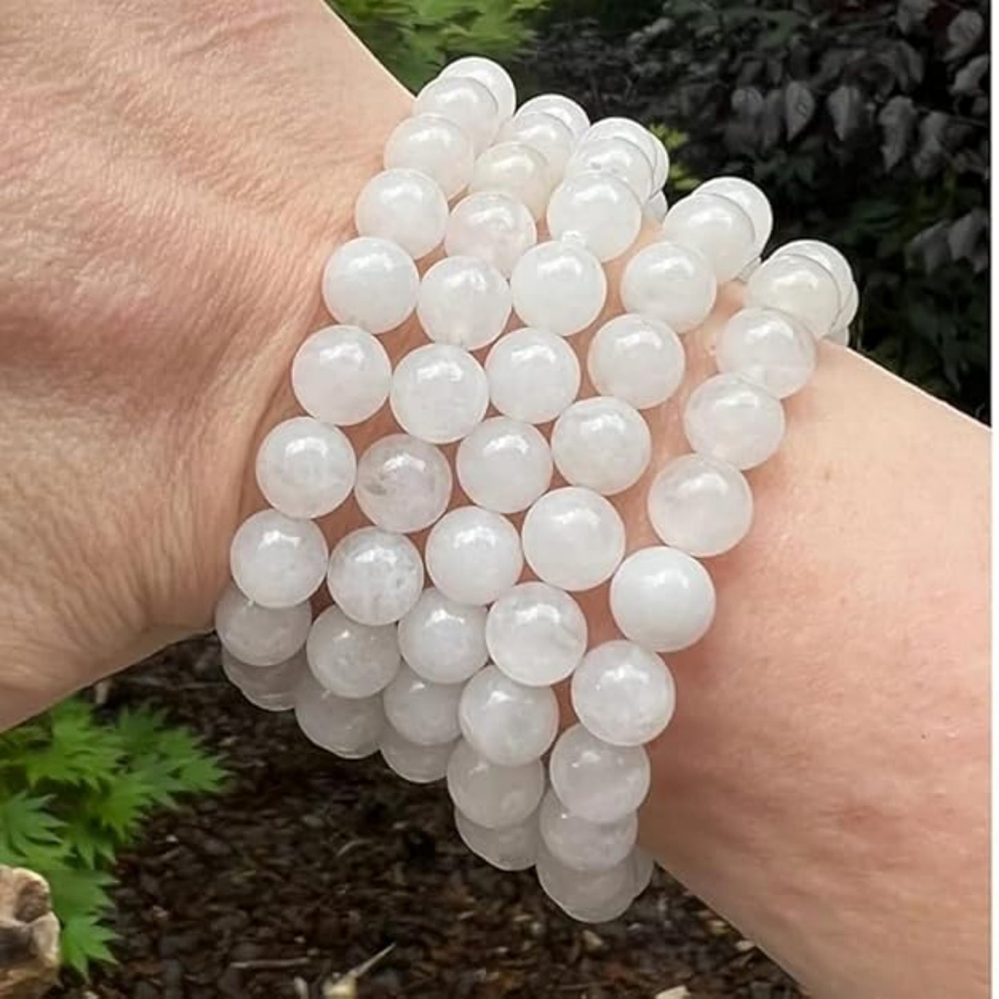 BRAHMAGYAAN Natural White Quartz Bracelet – Handmade Clear White Gemstone Bead Stretch Bracelet for Clarity, Balance & Everyday Elegance
