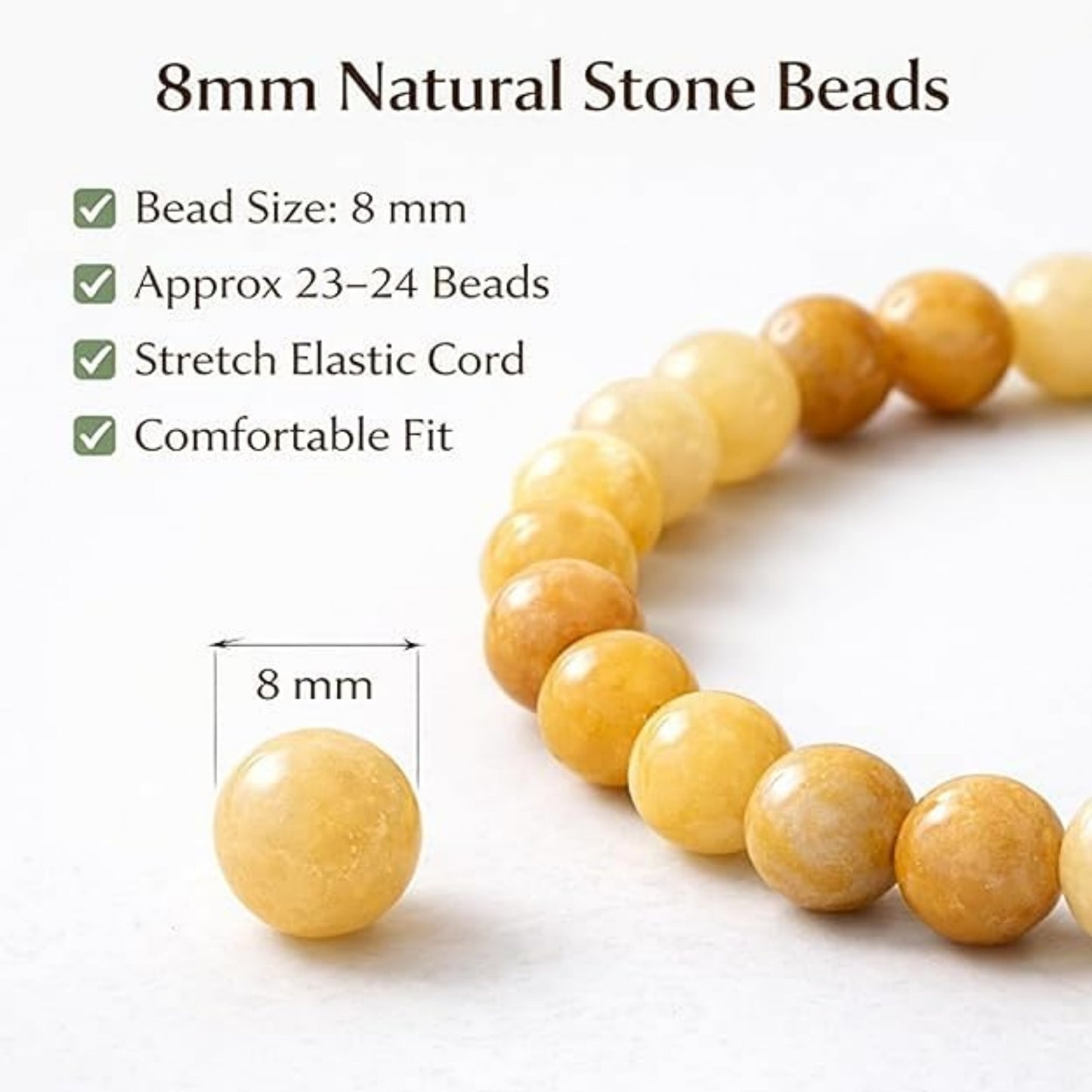 BRAHMAGYAAN Natural Yellow Aventurine Bracelet – Handmade Yellow Gemstone Bead Stretch Bracelet for Confidence, Optimism & Everyday Elegance