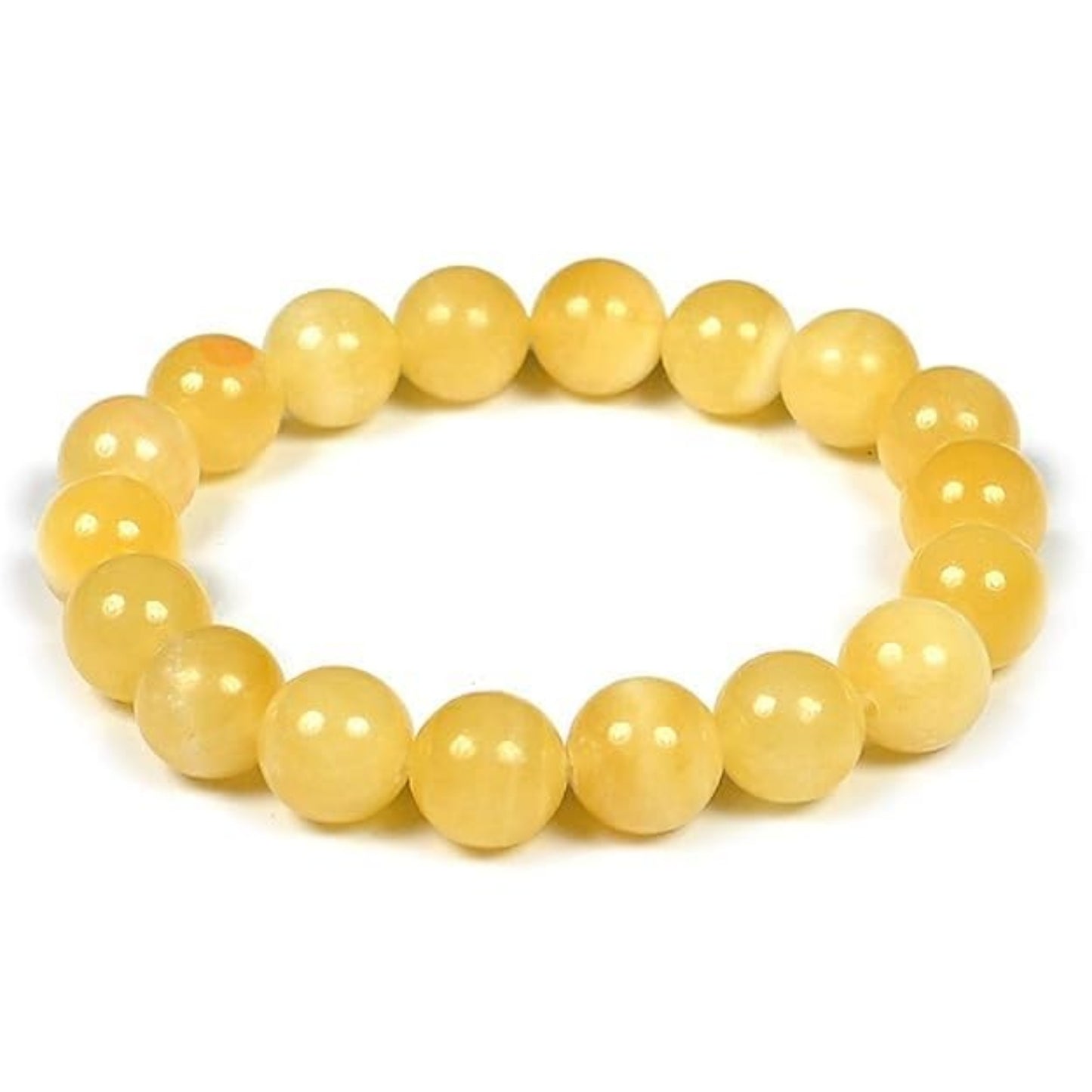 BRAHMAGYAAN Natural Yellow Calcite Bracelet – Handmade Yellow Calcite Gemstone Bead Stretch Bracelet for Positivity, Confidence & Everyday Elegance