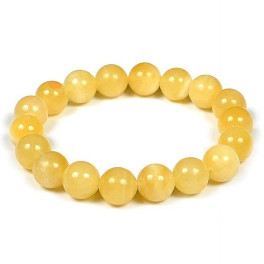 BRAHMAGYAAN Natural Yellow Calcite Bracelet – Handmade Yellow Calcite Gemstone Bead Stretch Bracelet for Positivity, Confidence & Everyday Elegance