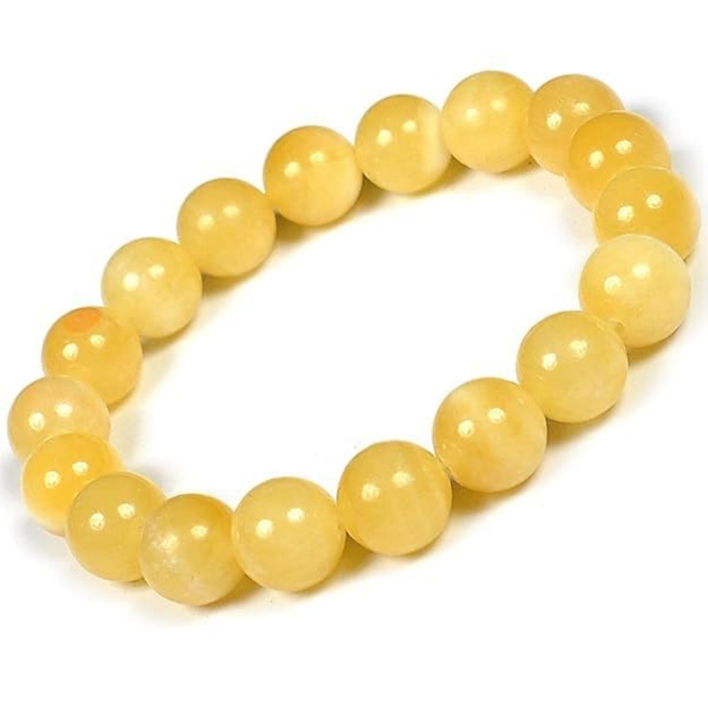 BRAHMAGYAAN Natural Yellow Calcite Bracelet – Handmade Yellow Calcite Gemstone Bead Stretch Bracelet for Positivity, Confidence & Everyday Elegance