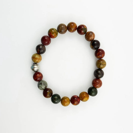Brhmagyaan Black Picasso Jasper Beads Bracelet