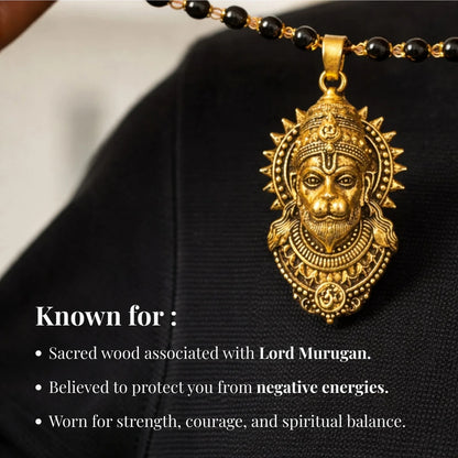 Brhmagyaan Brahmagyaan Gold Plated Bajrangbali Karungali Spiritual Necklace Beads Rudraksha Necklace
