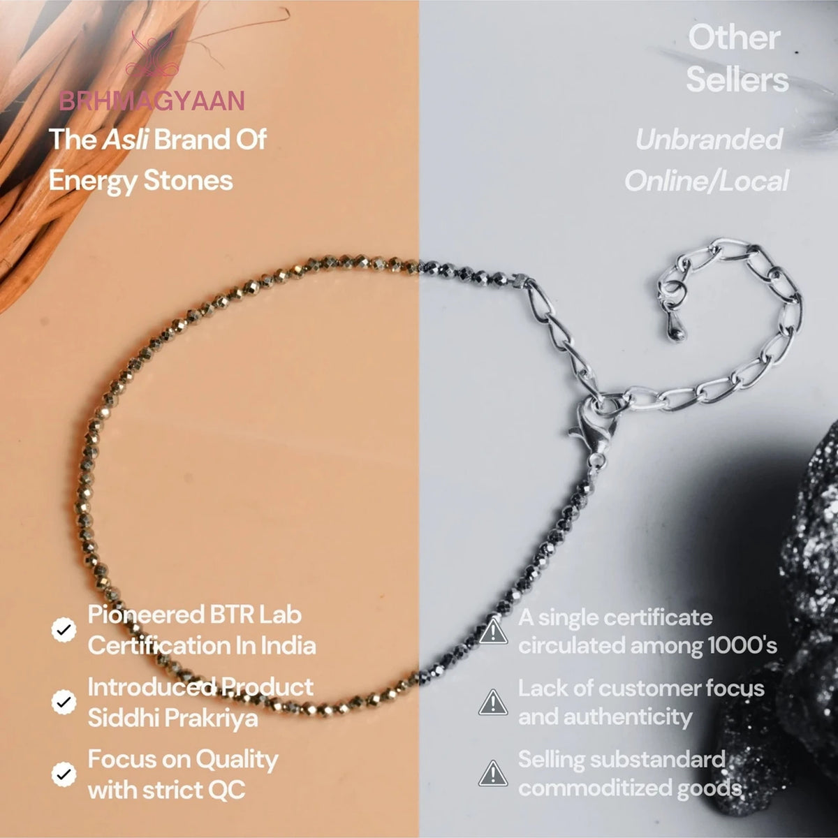 Brhmagyaan Brhmagyaan Dhanashree Pyrite Anklet – Inspired by Goddess Lakshmi Crystal Anklet Metal Anklet