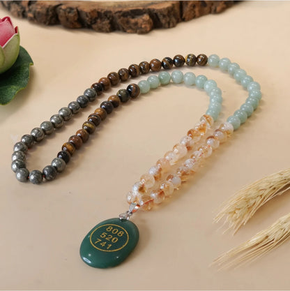 Brhmagyaan Brhmagyaan Money Magnet Fusion with Zibu Pendant Pyrite Tiger Eye Tiger's Eye, Citrine Stone Necklace