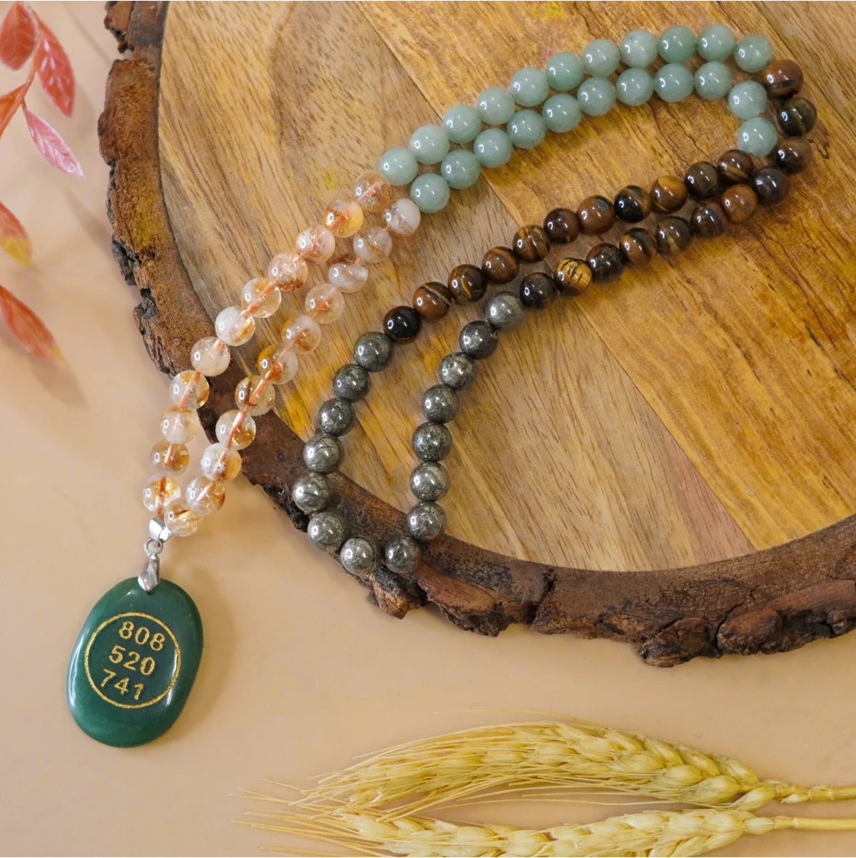 Brhmagyaan Brhmagyaan Money Magnet Fusion with Zibu Pendant Pyrite Tiger Eye Tiger's Eye, Citrine Stone Necklace