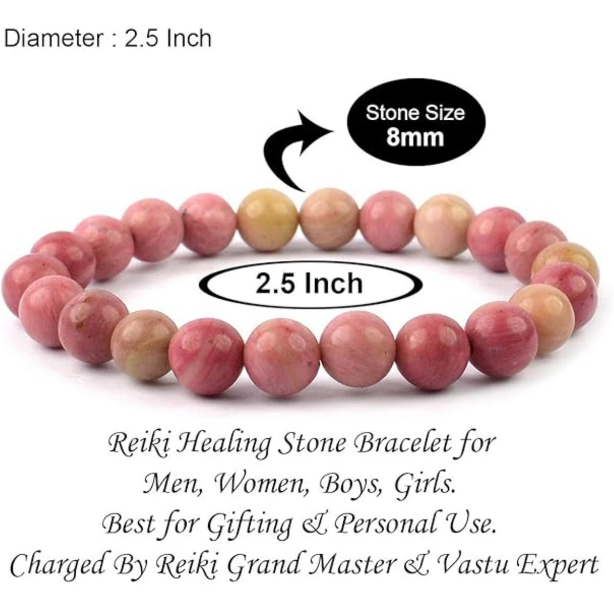 Brhmagyaan Rhodonite Beads Bracelet