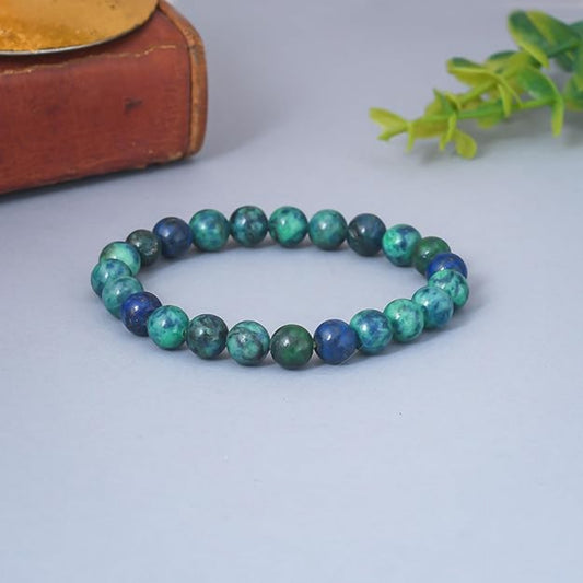 BRAHMAGYAAN Natural Malachite Bracelet – Handmade Green Gemstone Bead Stretch Bracelet for Prosperity, Balance & Everyday Elegance