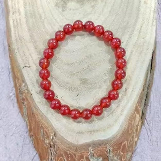 BRAHMAGYAAN Natural Red Carnelian Bracelet – Handmade Orange-Red Gemstone Bead Stretch Bracelet for Confidence, Vitality & Everyday Style