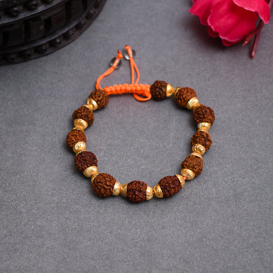 Sacred Fusion: Embrace the Divine Harmony of the Brass Rudraksha Bracelet