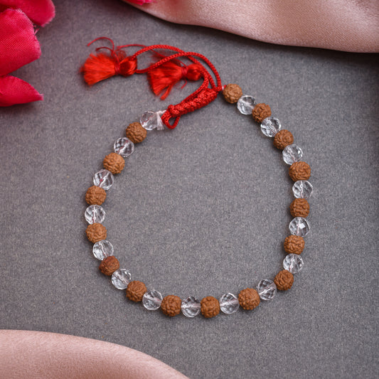 Sacred Fusion: Embrace the Divine Harmony of the Rudraksha Sphatik Bracelet