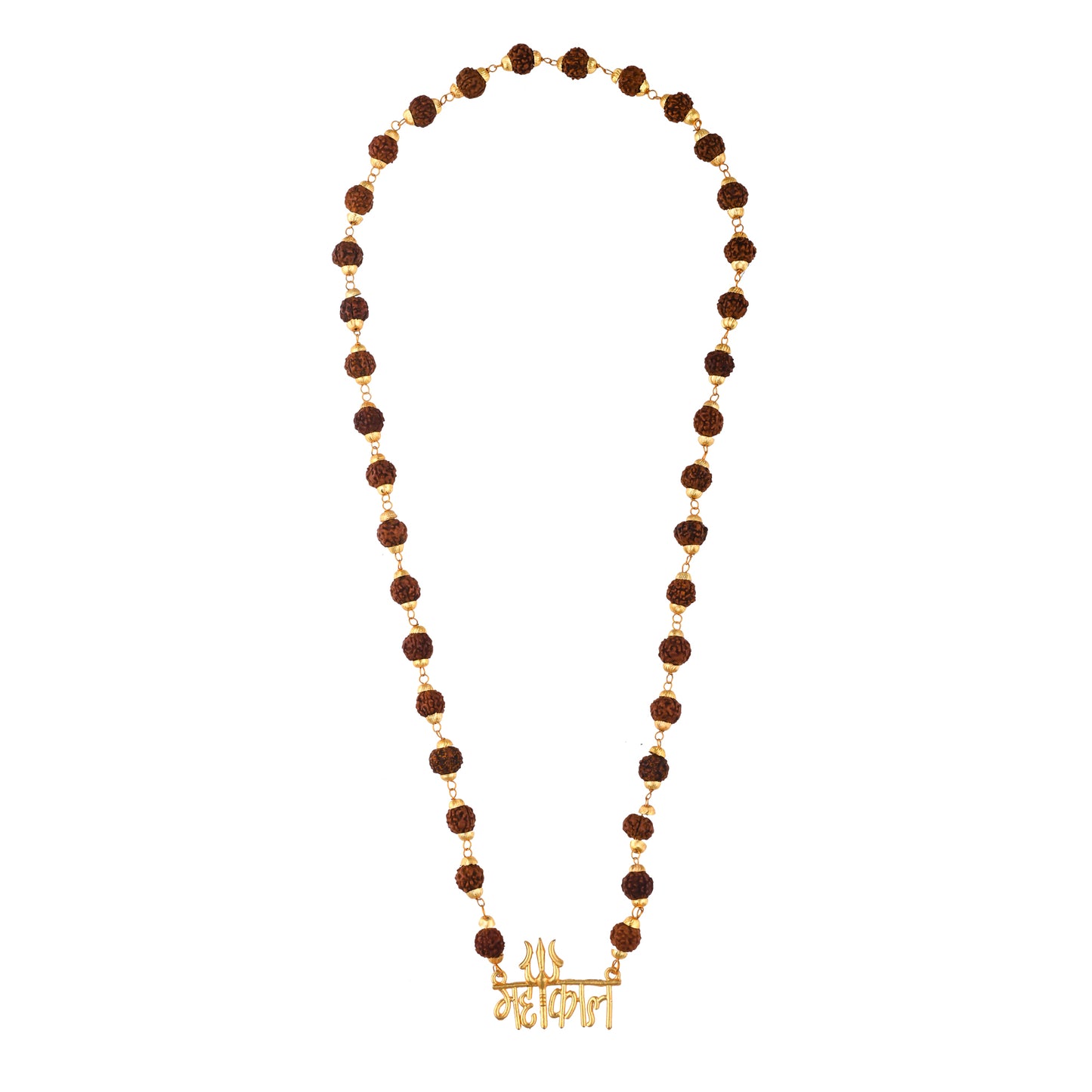 Mystical Fusion: Embrace the Power of the Rudraksha Brass Cap Mala with Mahakaal Pendant"