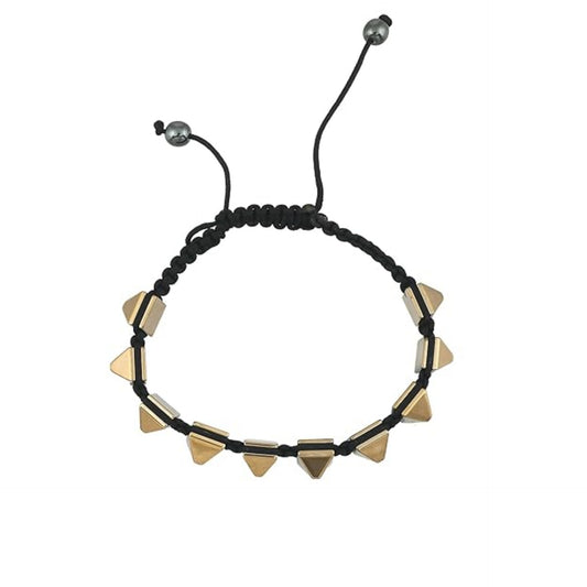 Brahmagyaan Natural Pyrite Pyramid Bracelet – Adjustable Gold-Tone Gemstone Bracelet
