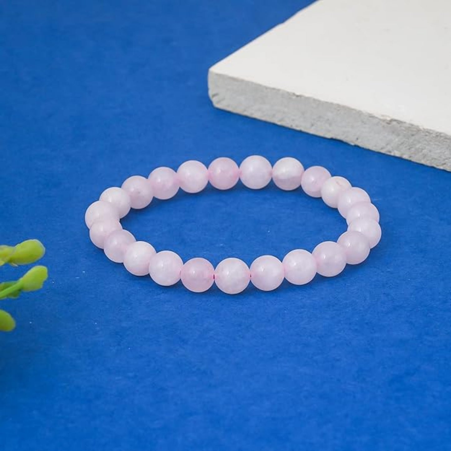 Brahmagyaan Natural Rose Quartz Gemstone Bracelet – Soft Pink Crystal Bead Bracelet