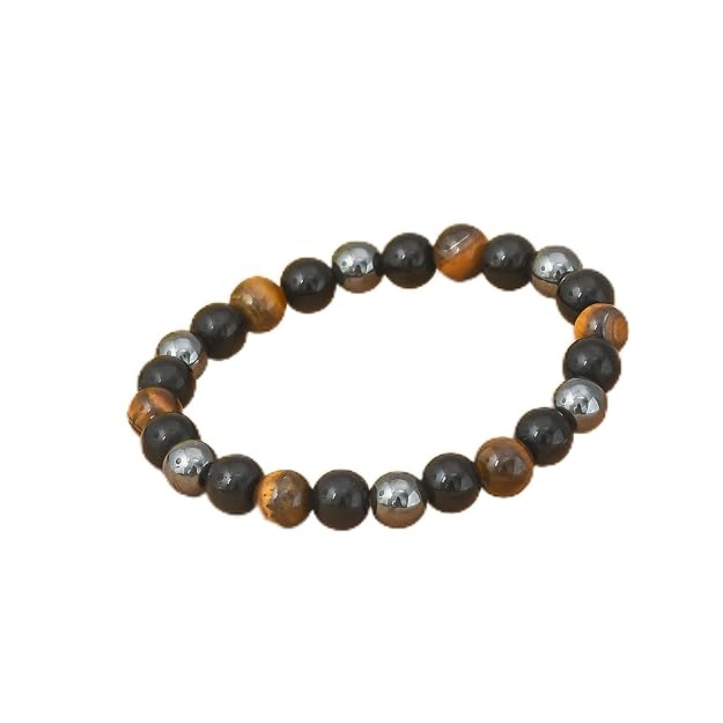Brahmagyaan Triple Protection Gemstone Bracelet – Black Obsidian, Tiger Eye & Hematite Beads