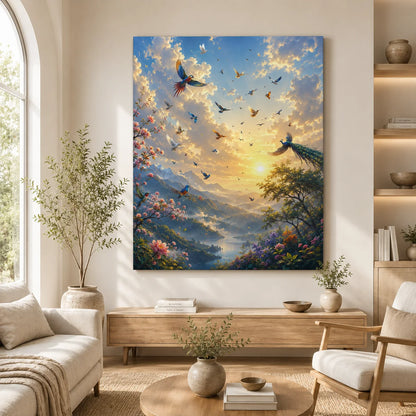 Brhmagyaan Flight of Coordination – Artistic Abstract Birds Wall Painting for Harmony, Balance & Positive Energy
