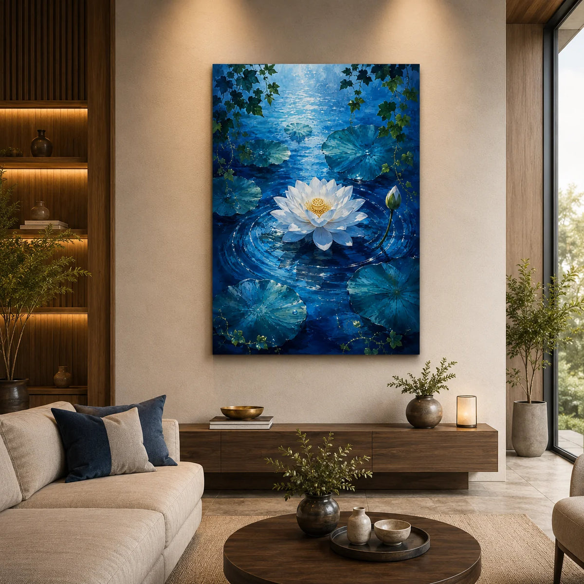 Brhmagyaan White Lotus Bliss – Serene White Lotus Painting for Peace, Purity, Harmony & Positive Energy