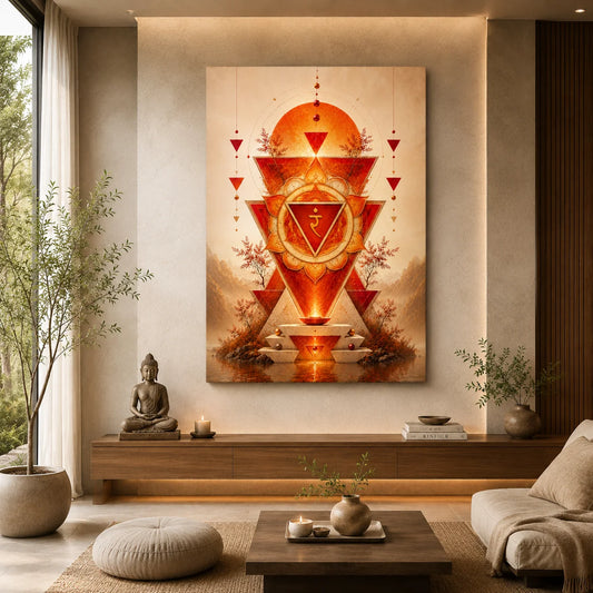 BRHMAGYAAN Fire Element Vastu Painting SW Zone – Sacred Fire Energy, Strength & Positive Transformation Wall Art