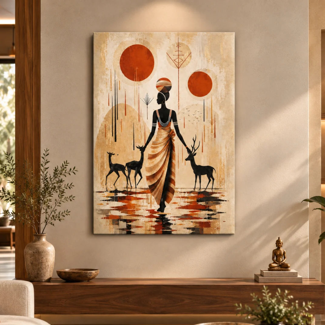 Brhmagyaan Folk Silhouette – Traditional Indian Folk Art Painting for Culture, Harmony & Positive Energy