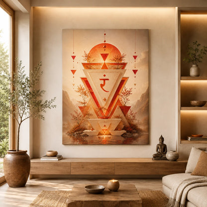 Brhmagyaan Fire Element Ram Bijakshar Painting – Sacred Fire Element Wall Art with Ram Beej Mantra for Energy, Strength, Positivity & Vastu Décor
