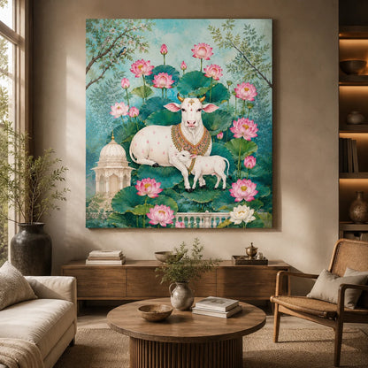Brhmagyaan Sacred Kamdhenu – Divine Cow Painting for Prosperity, Abundance, Peace & Positive Energy