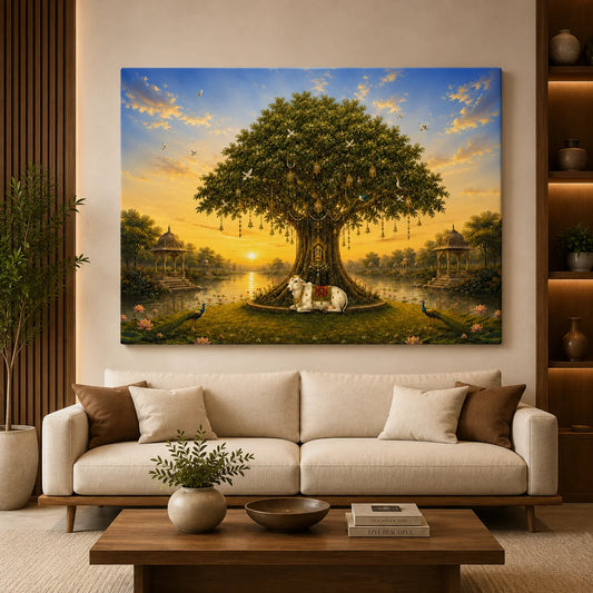 Brhmagyaan Kalpavraksha – Sarvasiddhidayak Painting – Sacred Divine Tree Wall Art for Home, Living Room, Office & Spiritual Décor