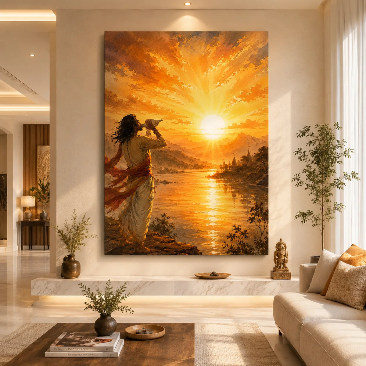 Brhmagyaan Divya Shankhnaad Painting – Sacred Conch Shell Wall Art for Home, Office, Meditation & Spiritual Décor