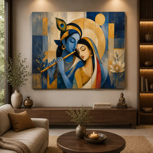 Brhmagyaan Radha Krishna Divine Love Painting – Vastu Spiritual Wall Art for North-East (NE) Zone, Love, Harmony, Devotion & Positive Energy