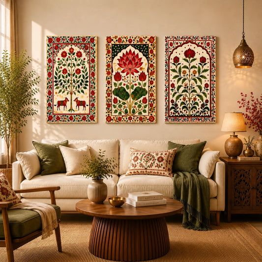Brhmagyaan Botanical Symphony Set – Elegant Botanical Wall Art Set for Peace, Harmony, Freshness & Positive Energy