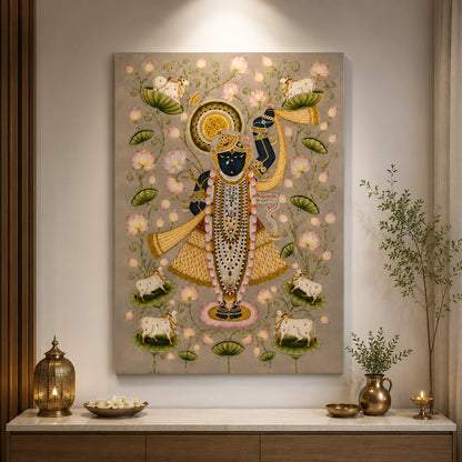 Brhmagyaan Shrinathji in Bloom – Divine Shrinathji Painting for Devotion, Prosperity, Peace & Positive Energy