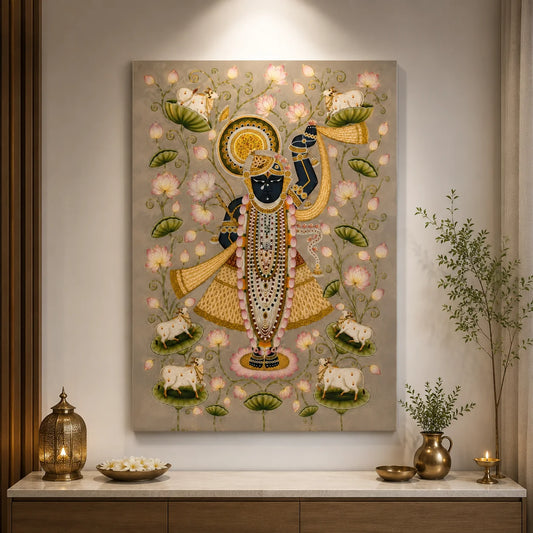 Brhmagyaan Shreenath Ji Divine Grace Painting – Vastu Spiritual Wall Art for North-East (NE) Zone, Devotion, Prosperity, Divine Blessings & Positive Energy